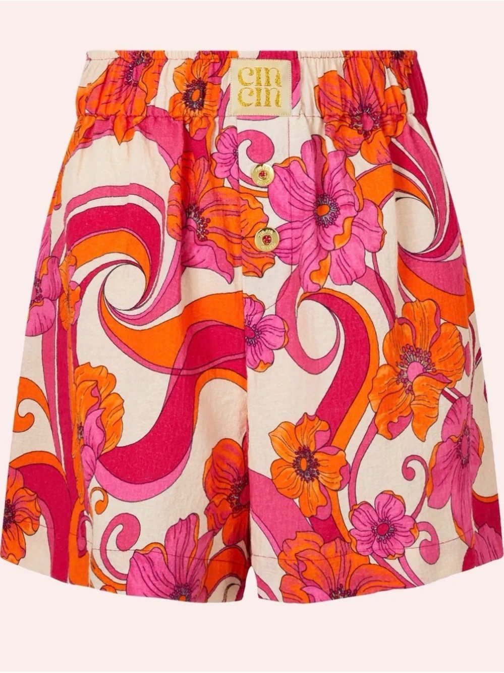 Cin Cin Breakers Boxer Shorts high-Rise Print in Pink & Orange